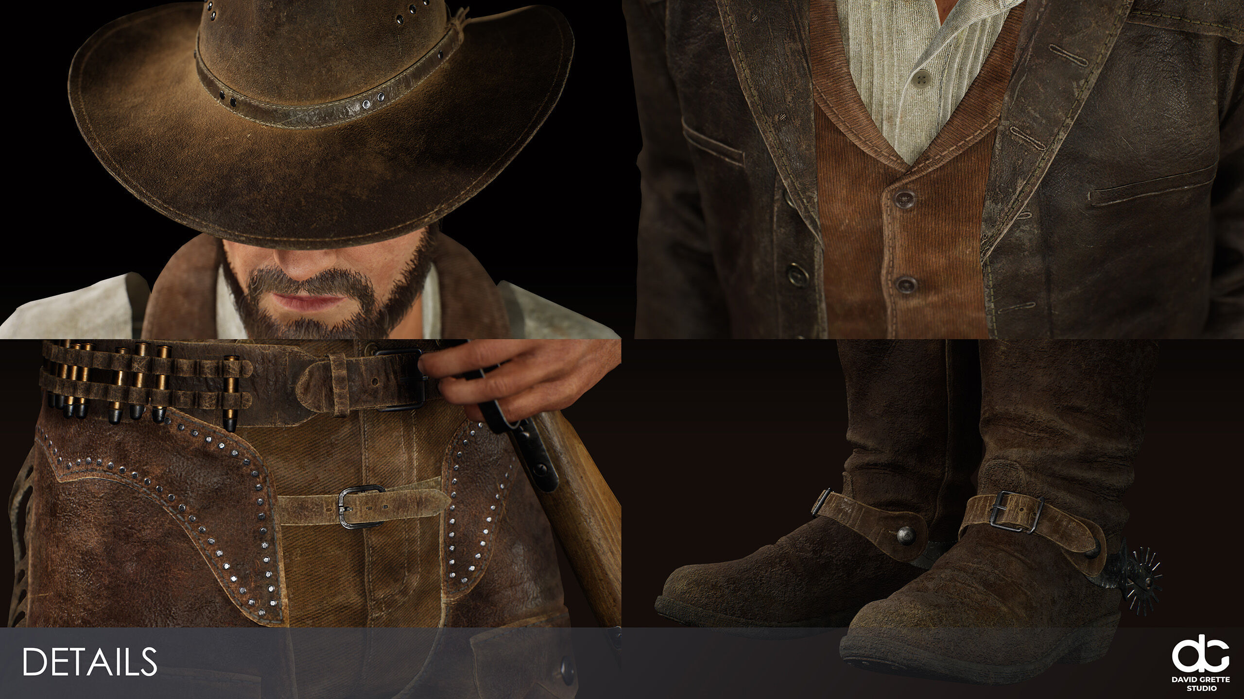Western Character John - Survival Shooter Cowboy Man Low-poly 3D model_8