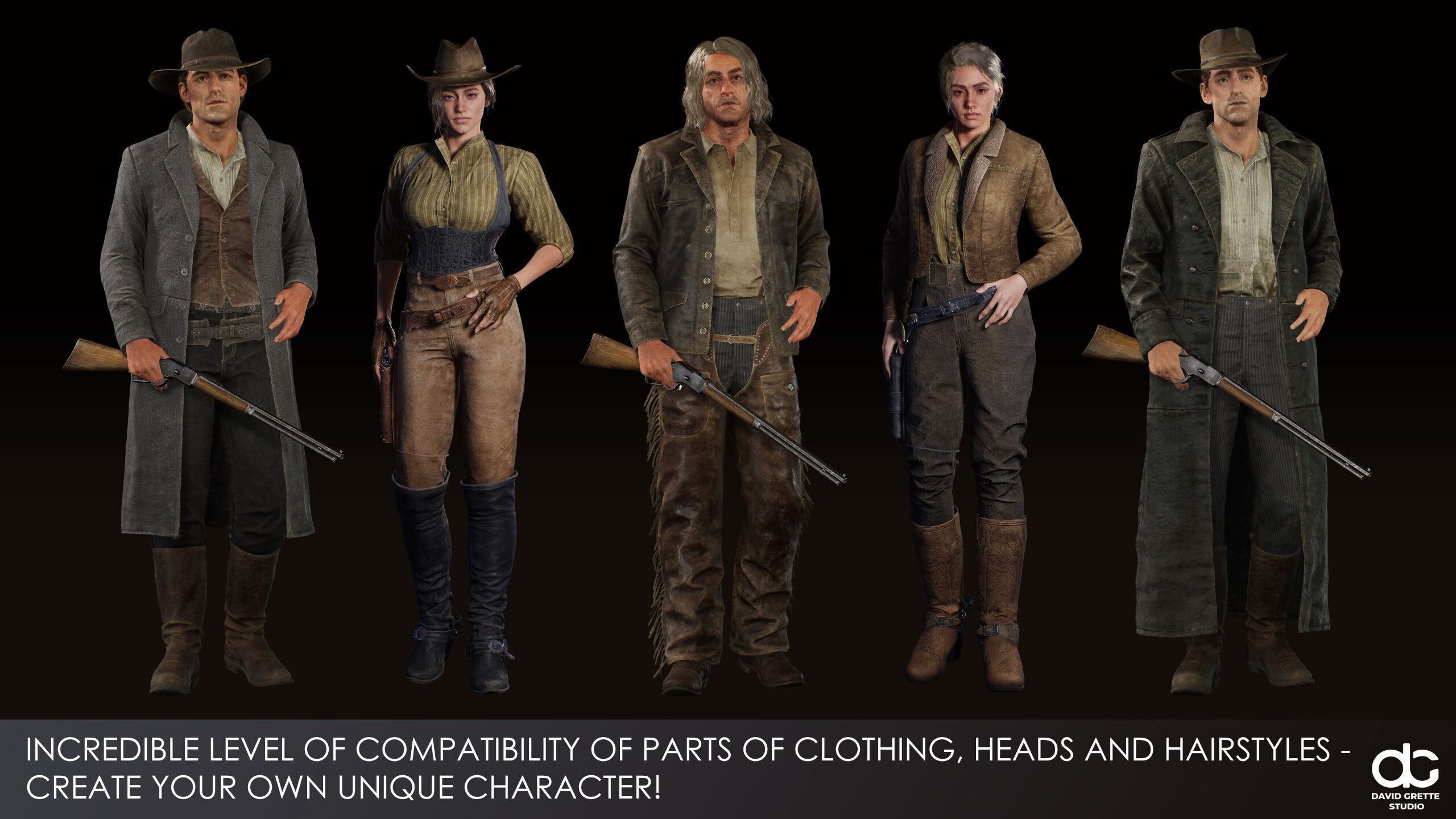 Western Character John - Survival Shooter Cowboy Man Low-poly 3D model_18