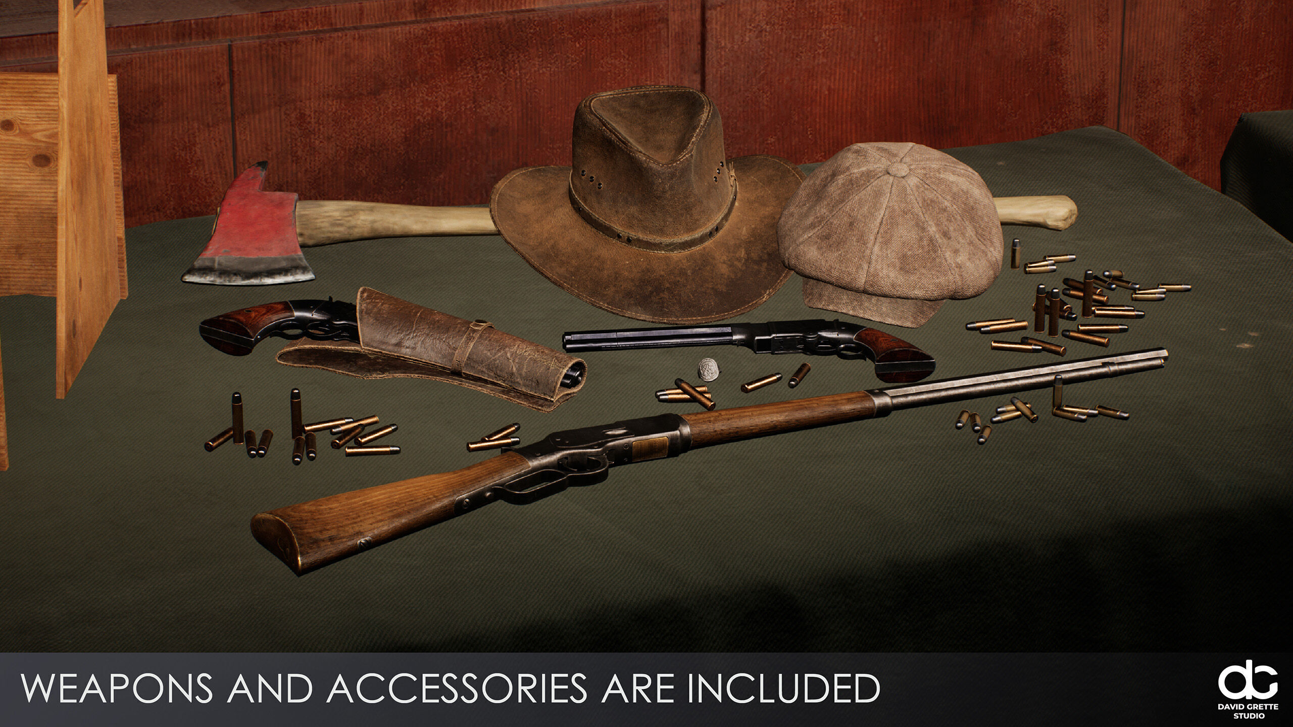 Western Character John - Survival Shooter Cowboy Man Low-poly 3D model_31