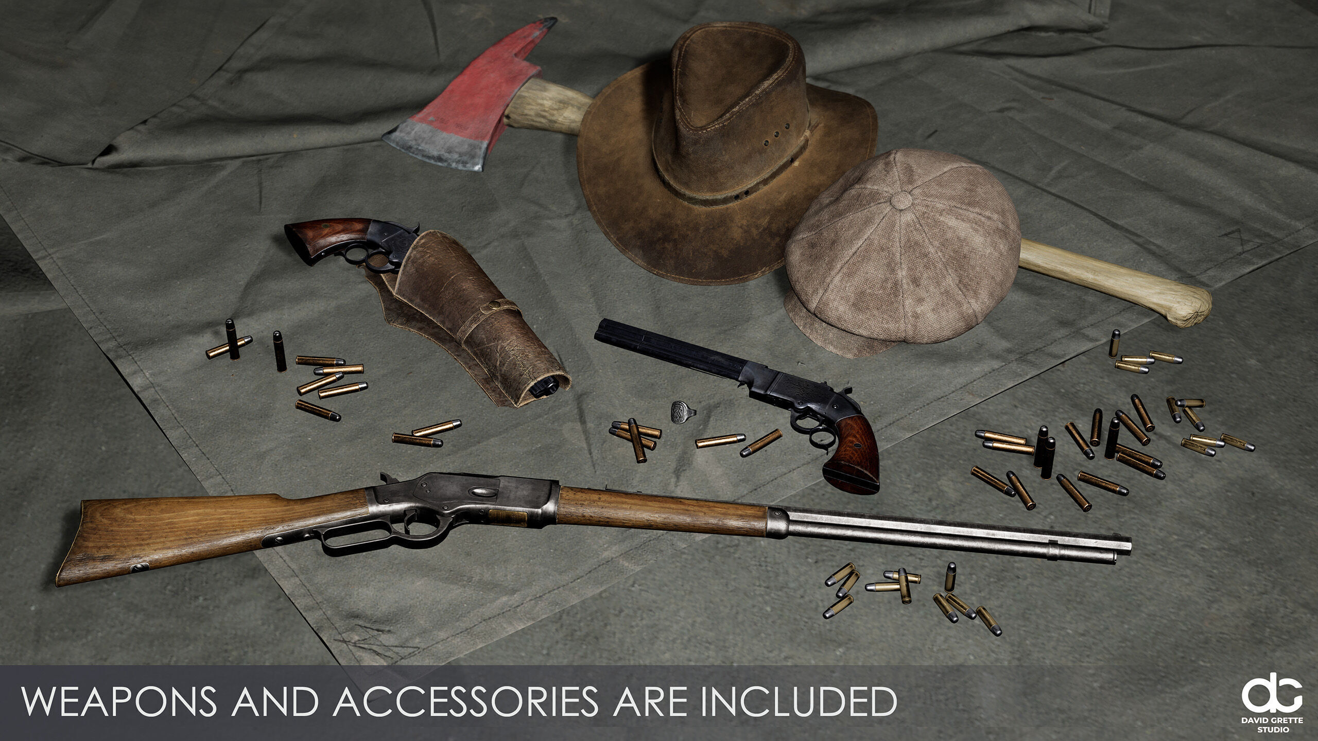 Western Character John - Survival Shooter Cowboy Man Low-poly 3D model_11