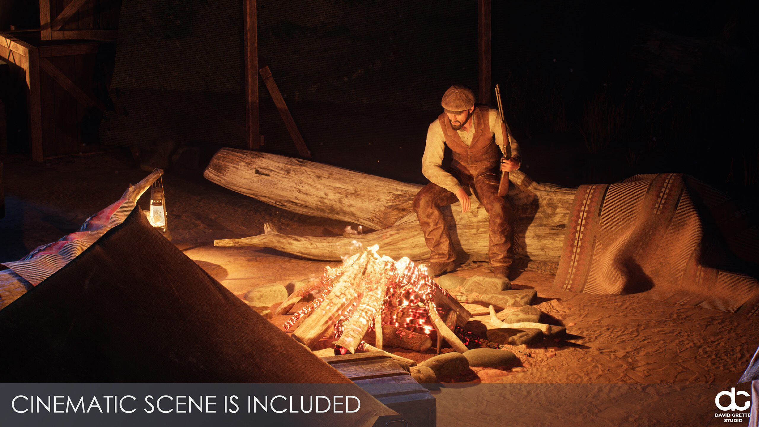 Western Character John - Survival Shooter Cowboy Man Low-poly 3D model_3