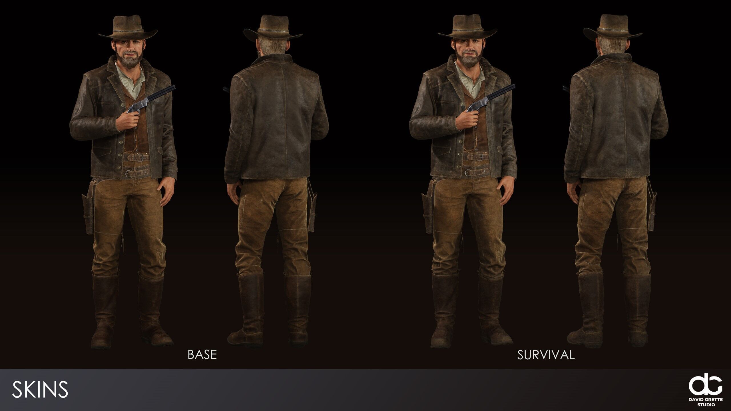 Western Character John - Survival Shooter Cowboy Man Low-poly 3D model_6