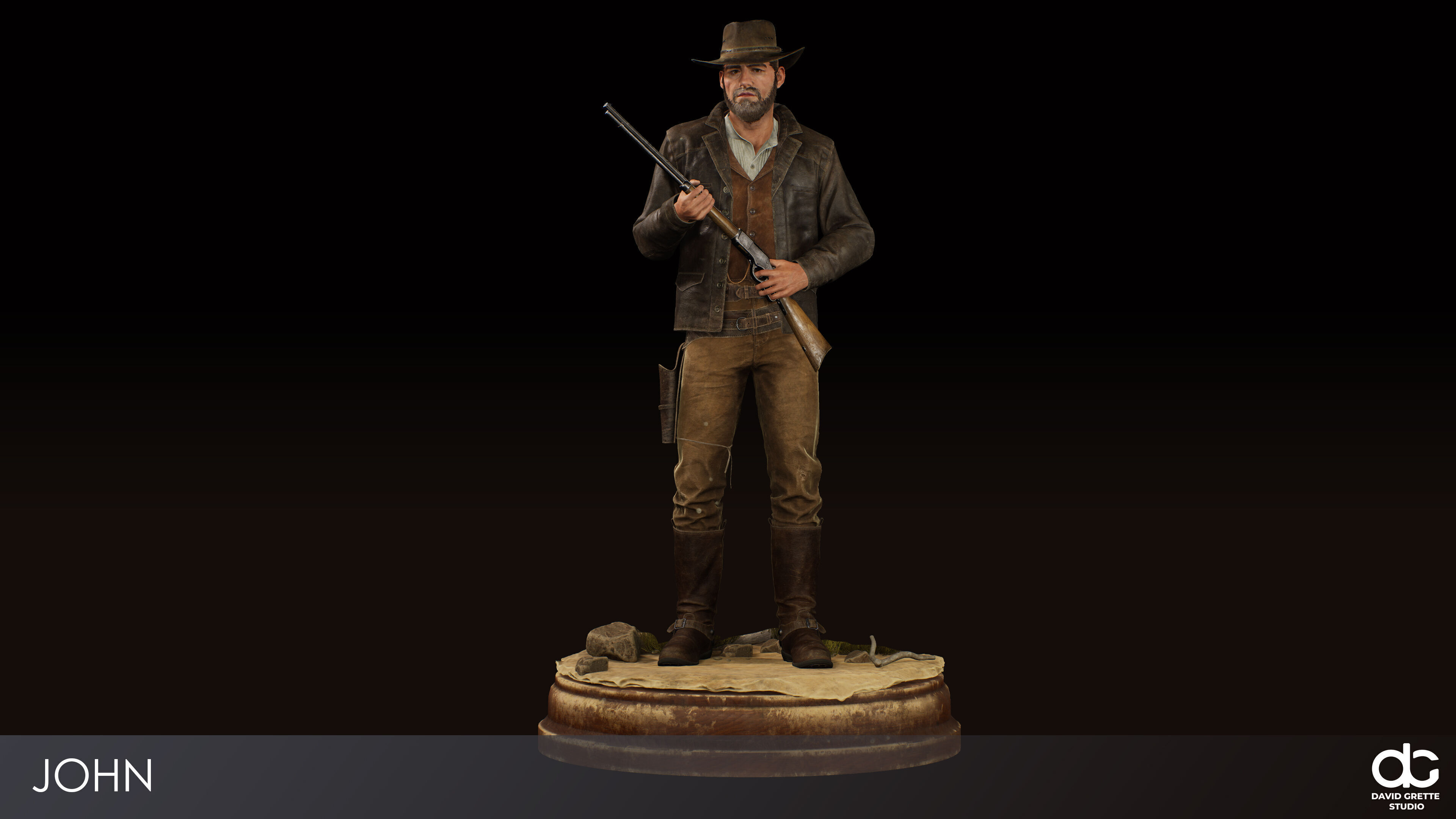 Western Character John - Survival Shooter Cowboy Man Low-poly 3D model_2