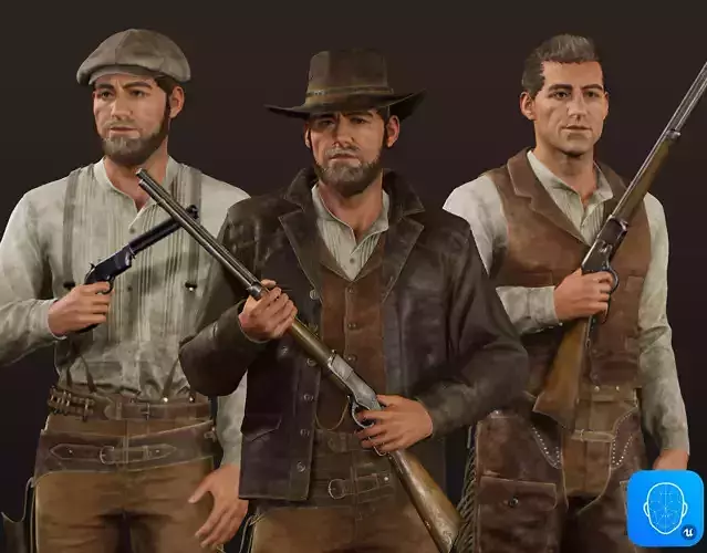 Western Character John - Survival Shooter Cowboy Man Low-poly 3D model