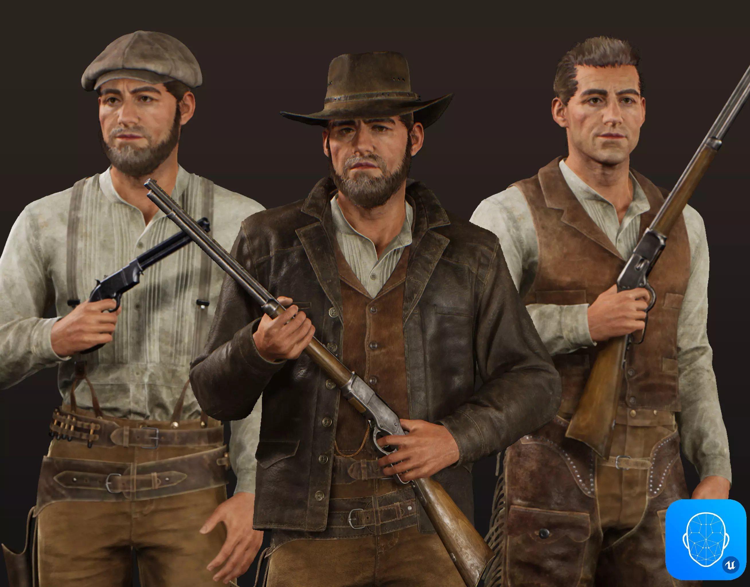 Western Character John - Survival Shooter Cowboy Man Low-poly 3D model_0