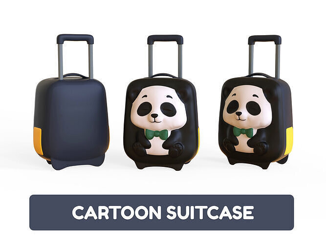 Low Poly - Suitcase Panda Low-poly 3D model