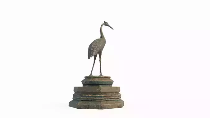 Asian bronze sculpture of crane