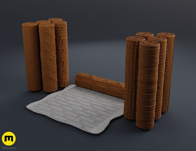 DnD terrain rollers Wooden floor and wall 3D print model