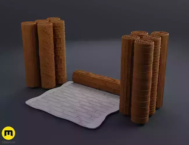 DnD terrain rollers Wooden floor and wall 3D print model