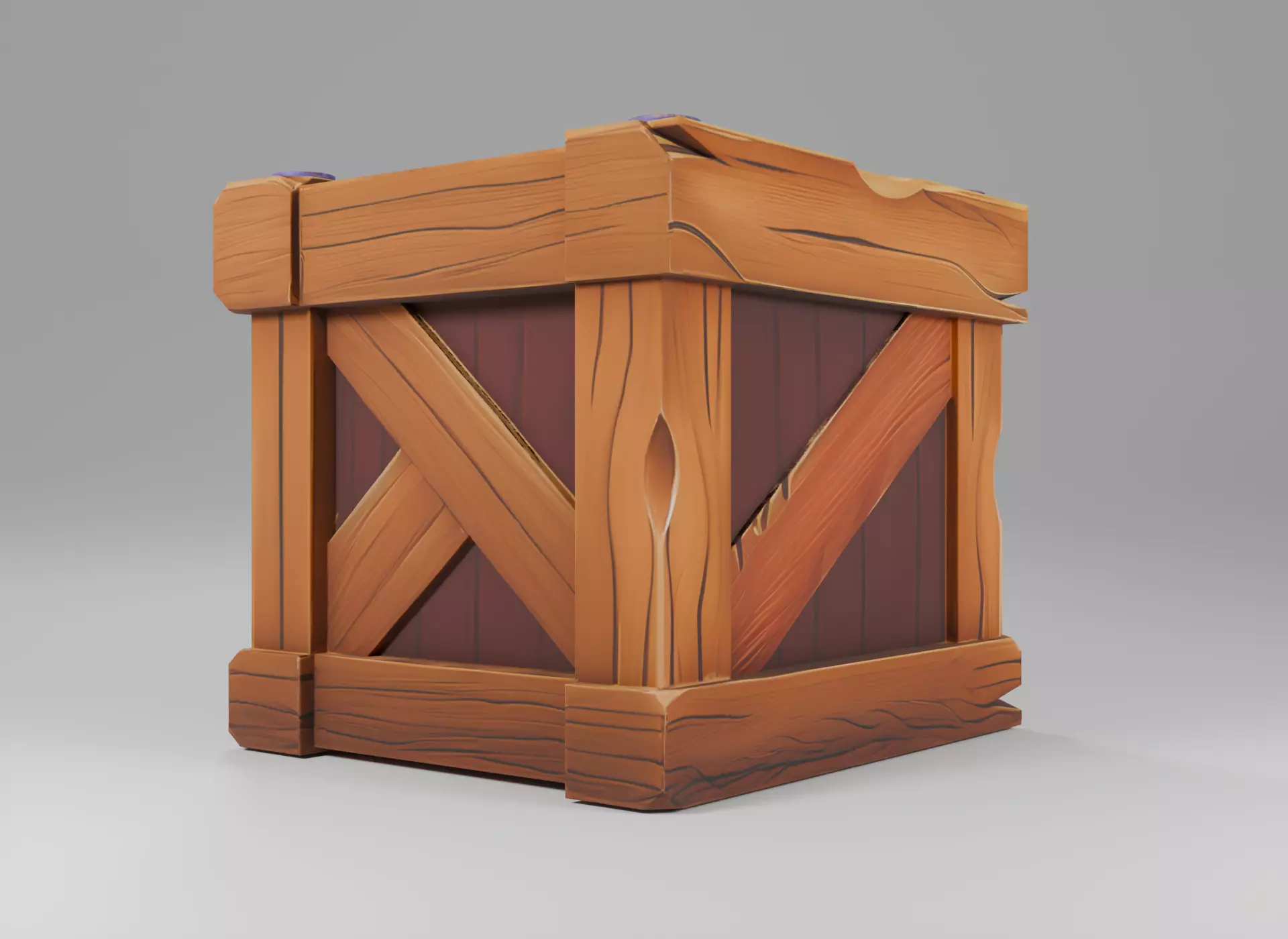 Wooden Box Arcane style Low-poly 3D model
