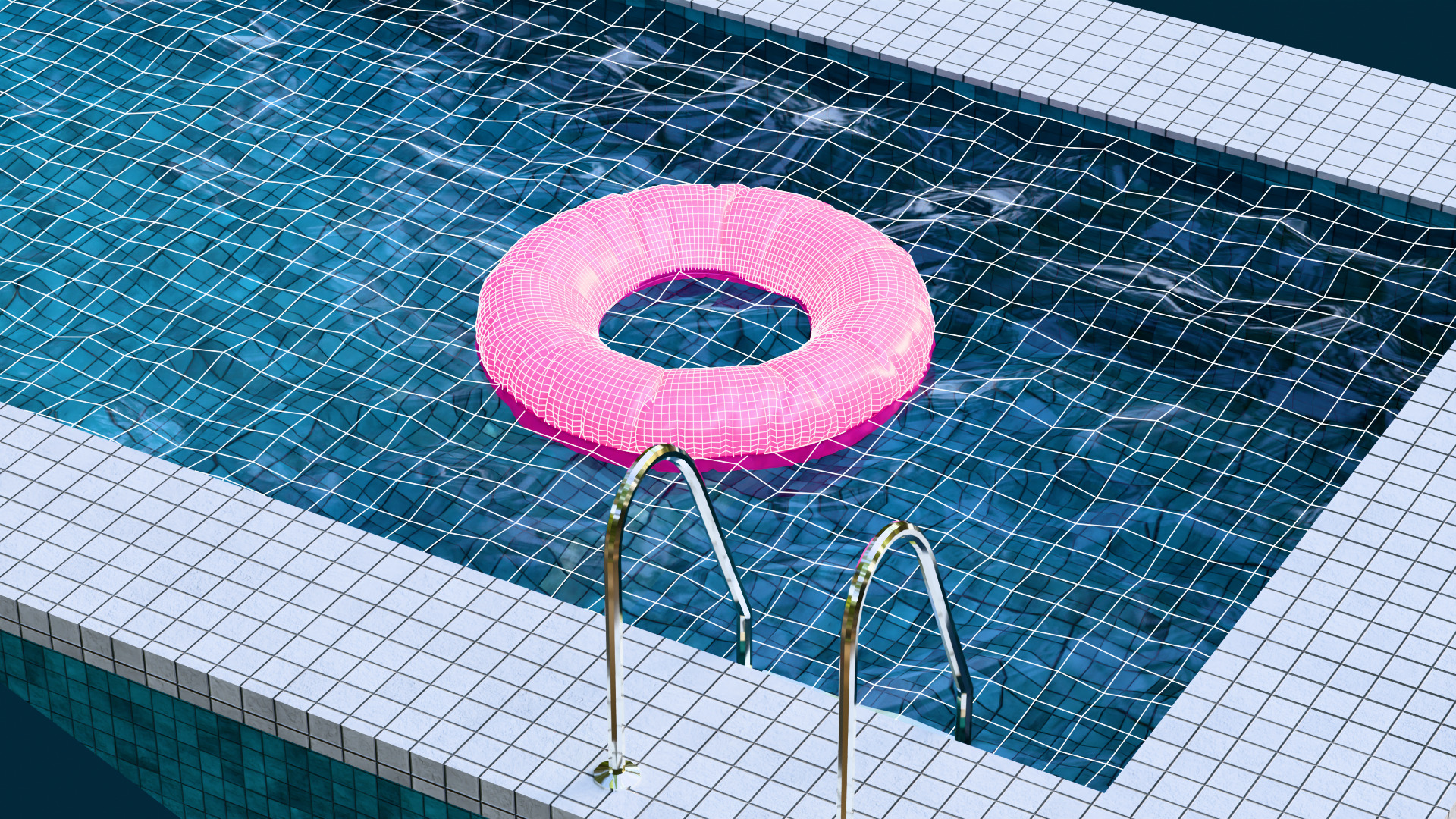 Backyard Pool with Inflatable Ring Free low-poly 3D model_1