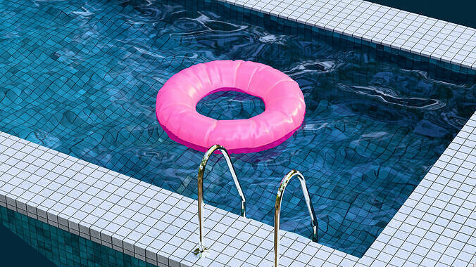 Backyard Pool with Inflatable Ring Free low-poly 3D model