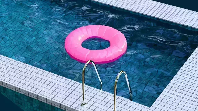 Backyard Pool with Inflatable Ring
