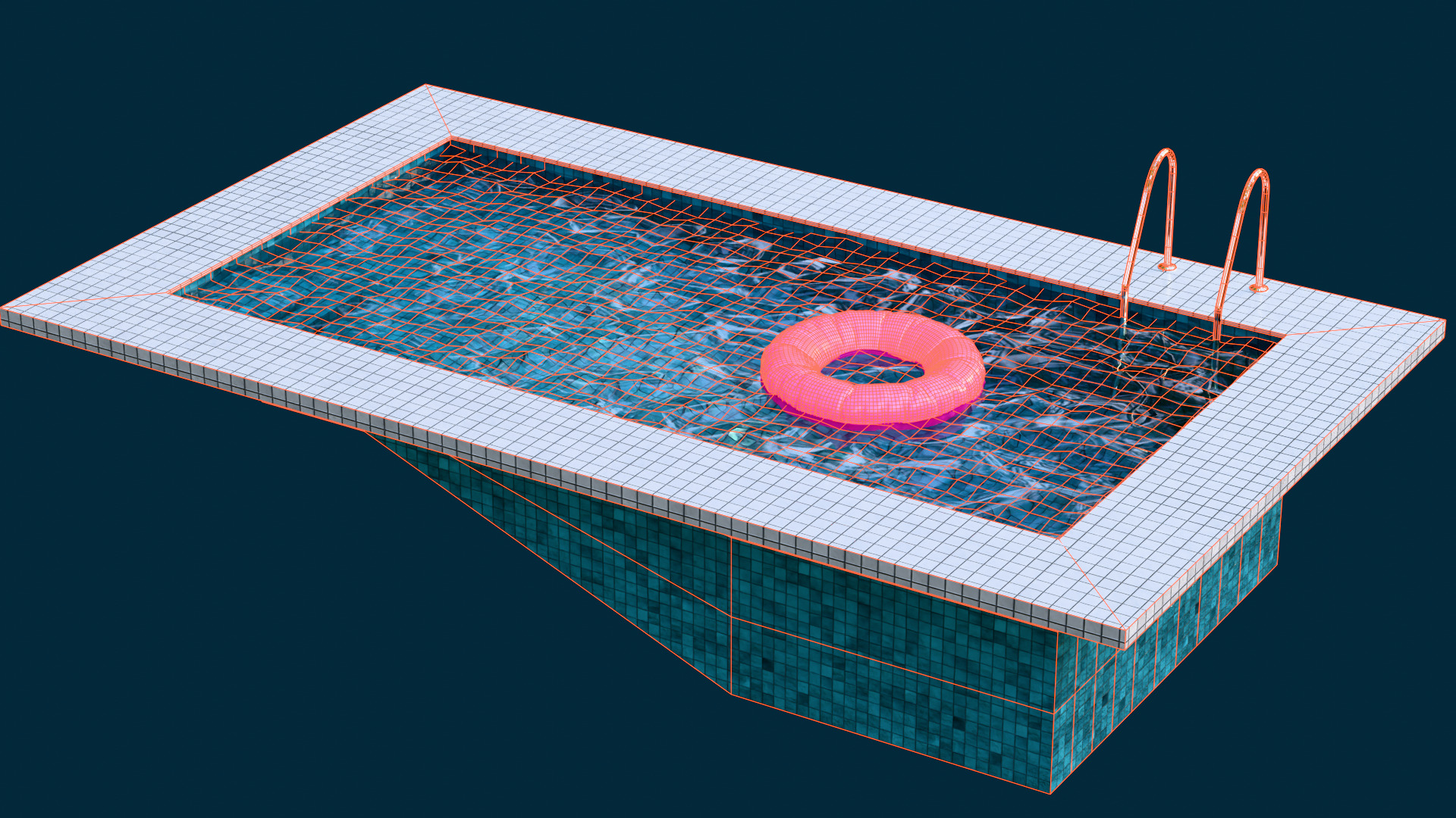Backyard Pool with Inflatable Ring Free low-poly 3D model_4