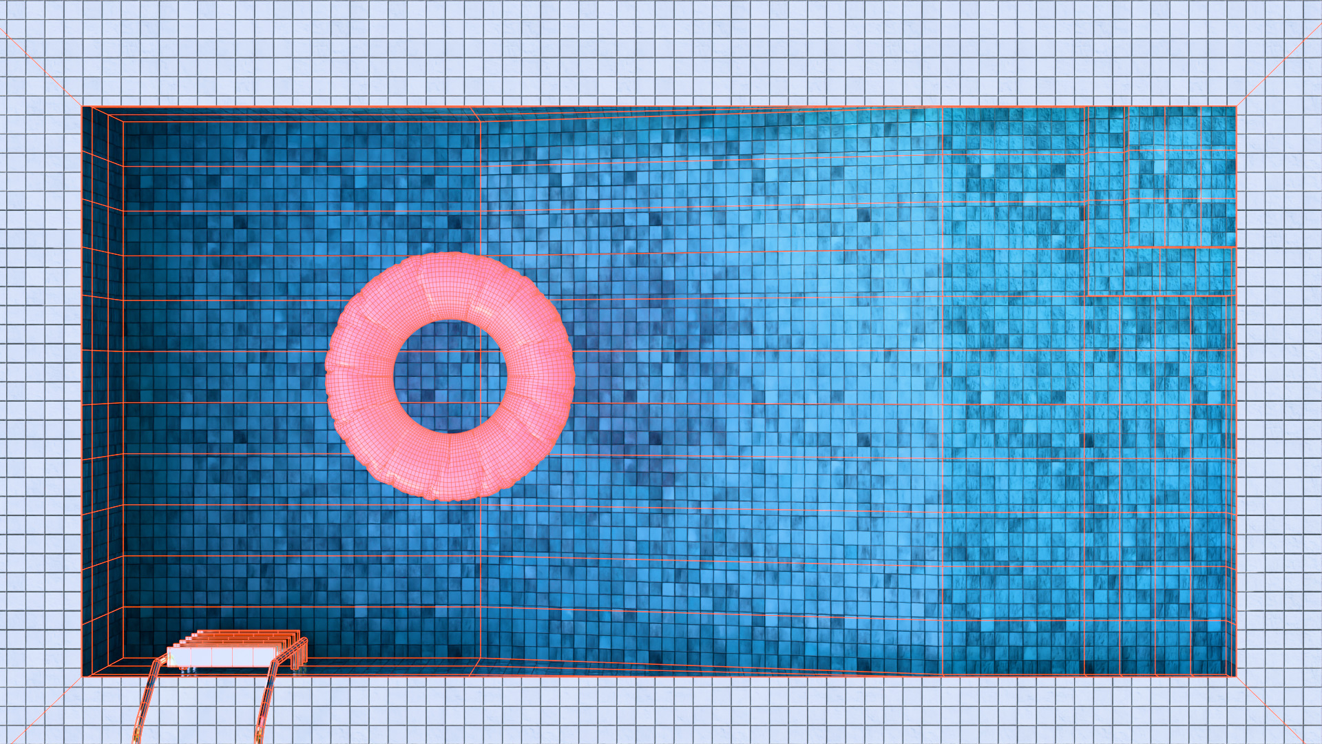 Backyard Pool with Inflatable Ring Free low-poly 3D model_6