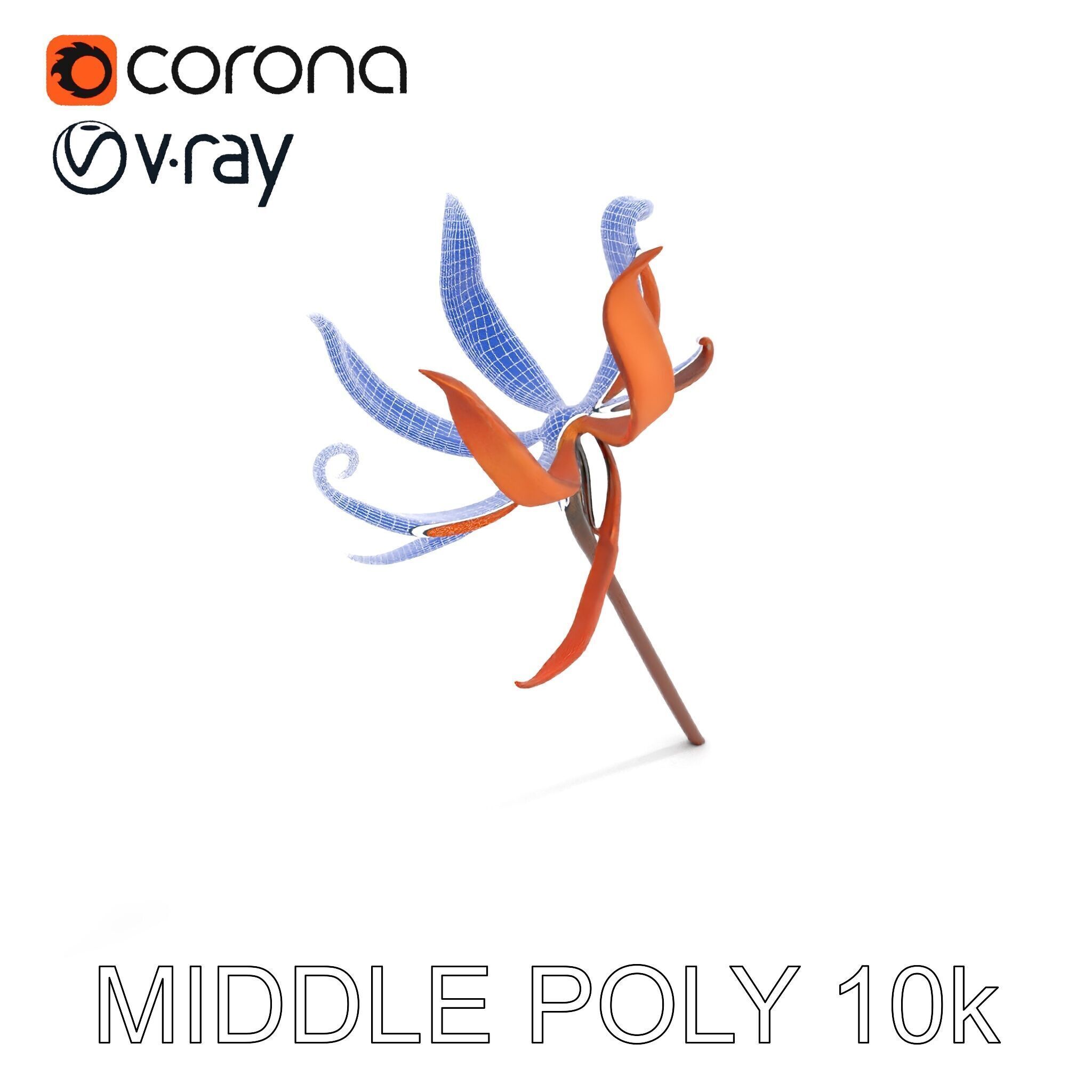 Rustic Flower Model Pack with Decorative Design Low-poly 3D model_26