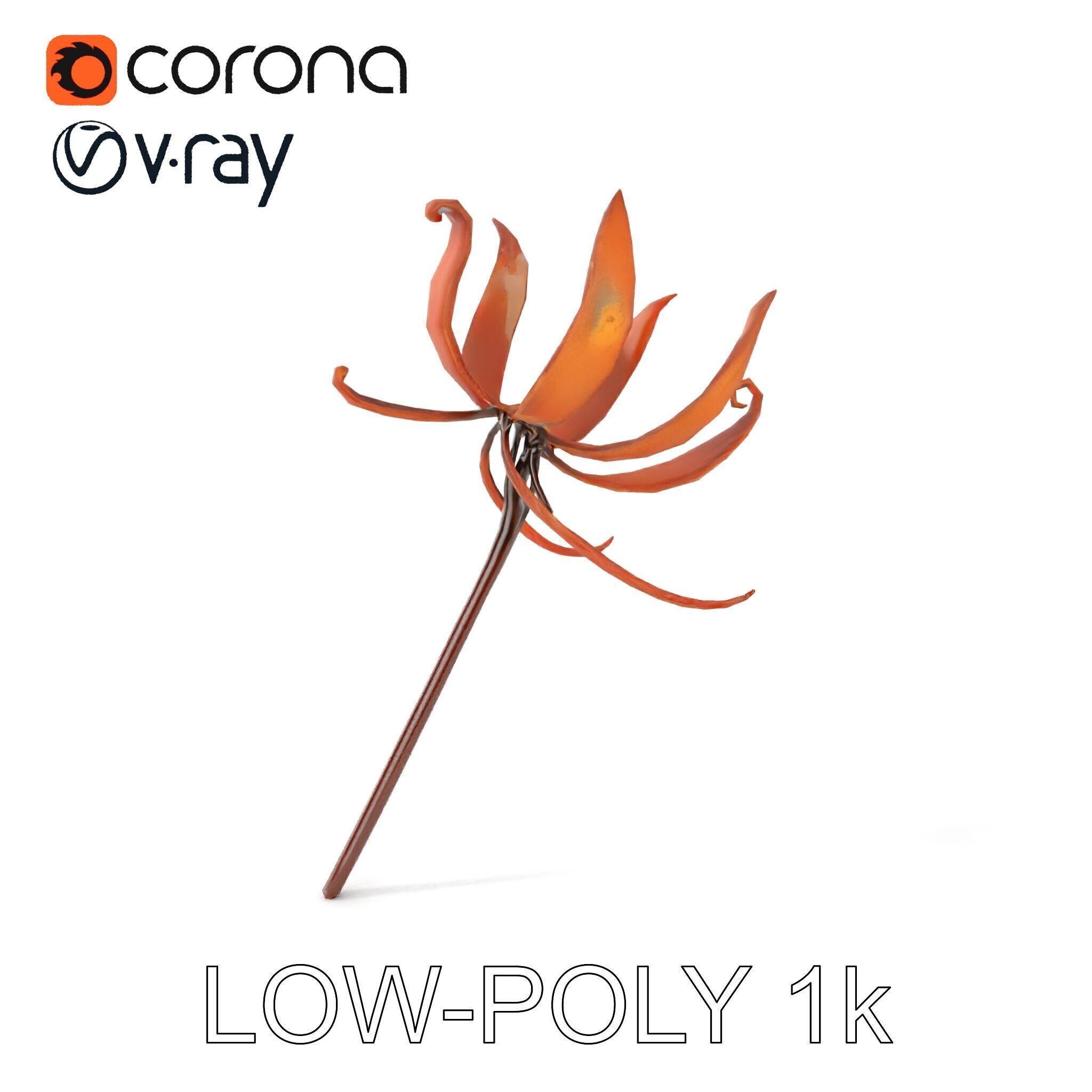 Rustic Flower Model Pack with Decorative Design Low-poly 3D model_8