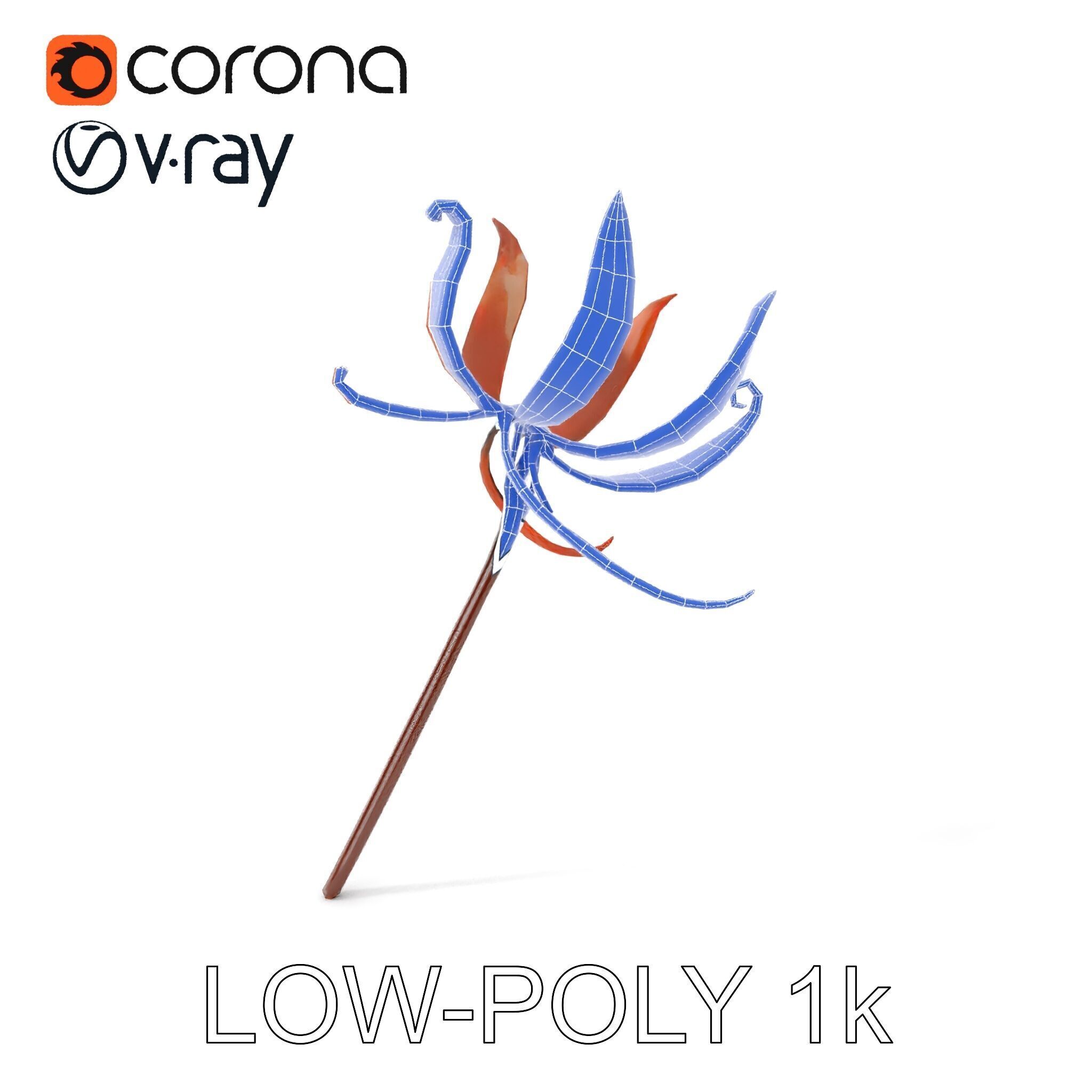 Rustic Flower Model Pack with Decorative Design Low-poly 3D model_21