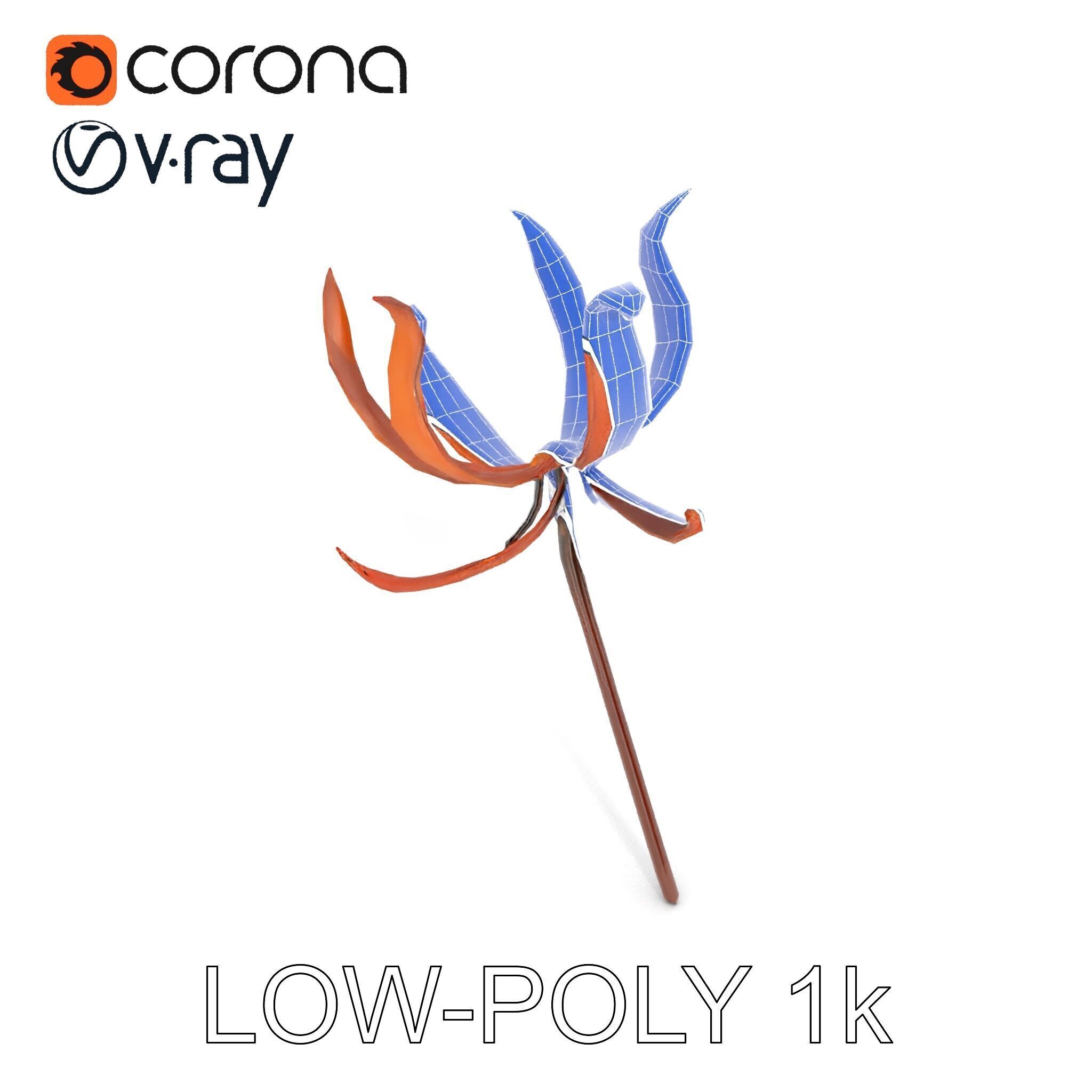 Rustic Flower Model Pack with Decorative Design Low-poly 3D model_16