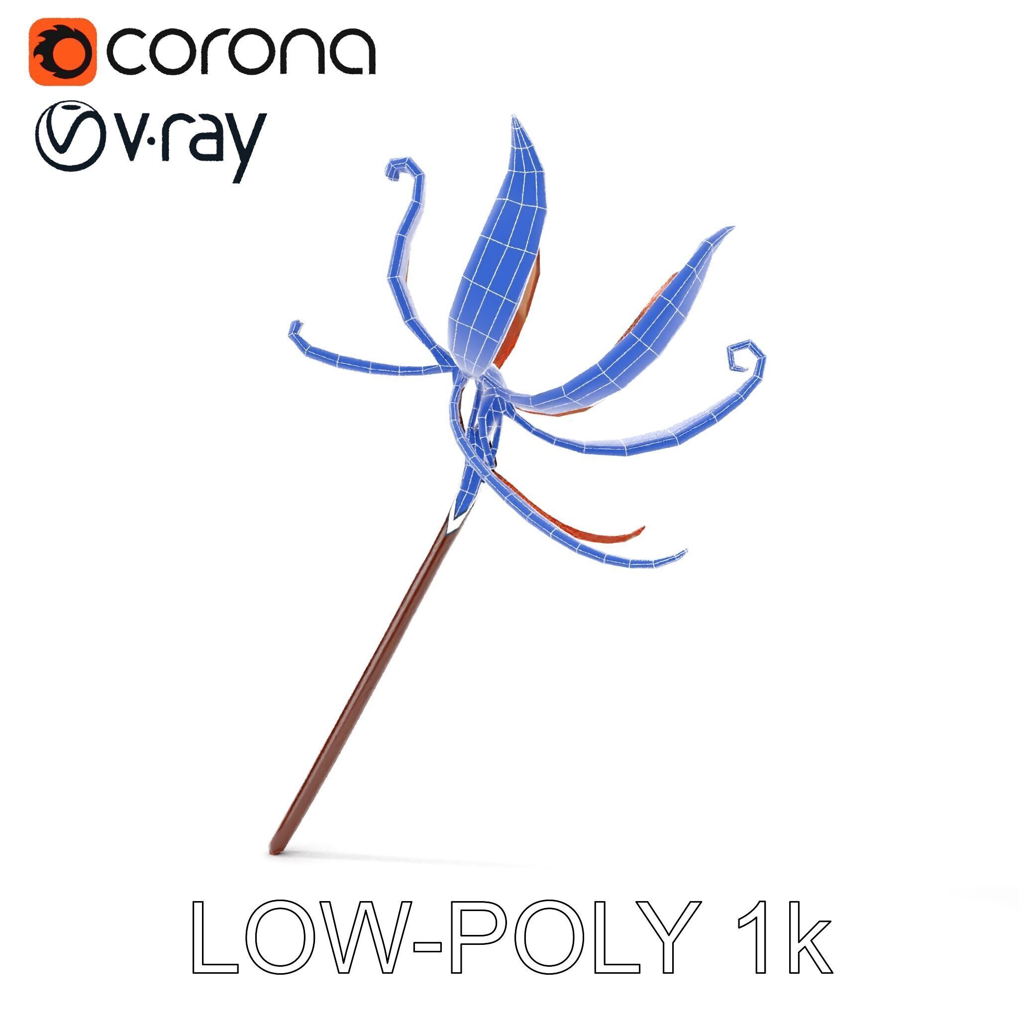 Rustic Flower Model Pack with Decorative Design Low-poly 3D model_27