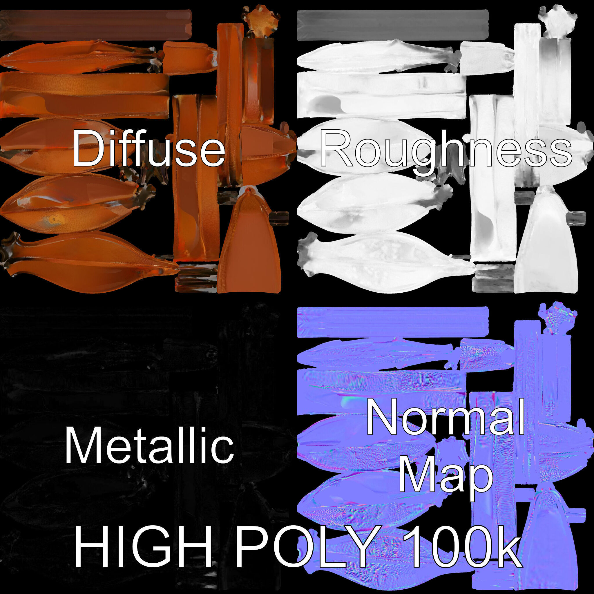 Rustic Flower Model Pack with Decorative Design Low-poly 3D model_4