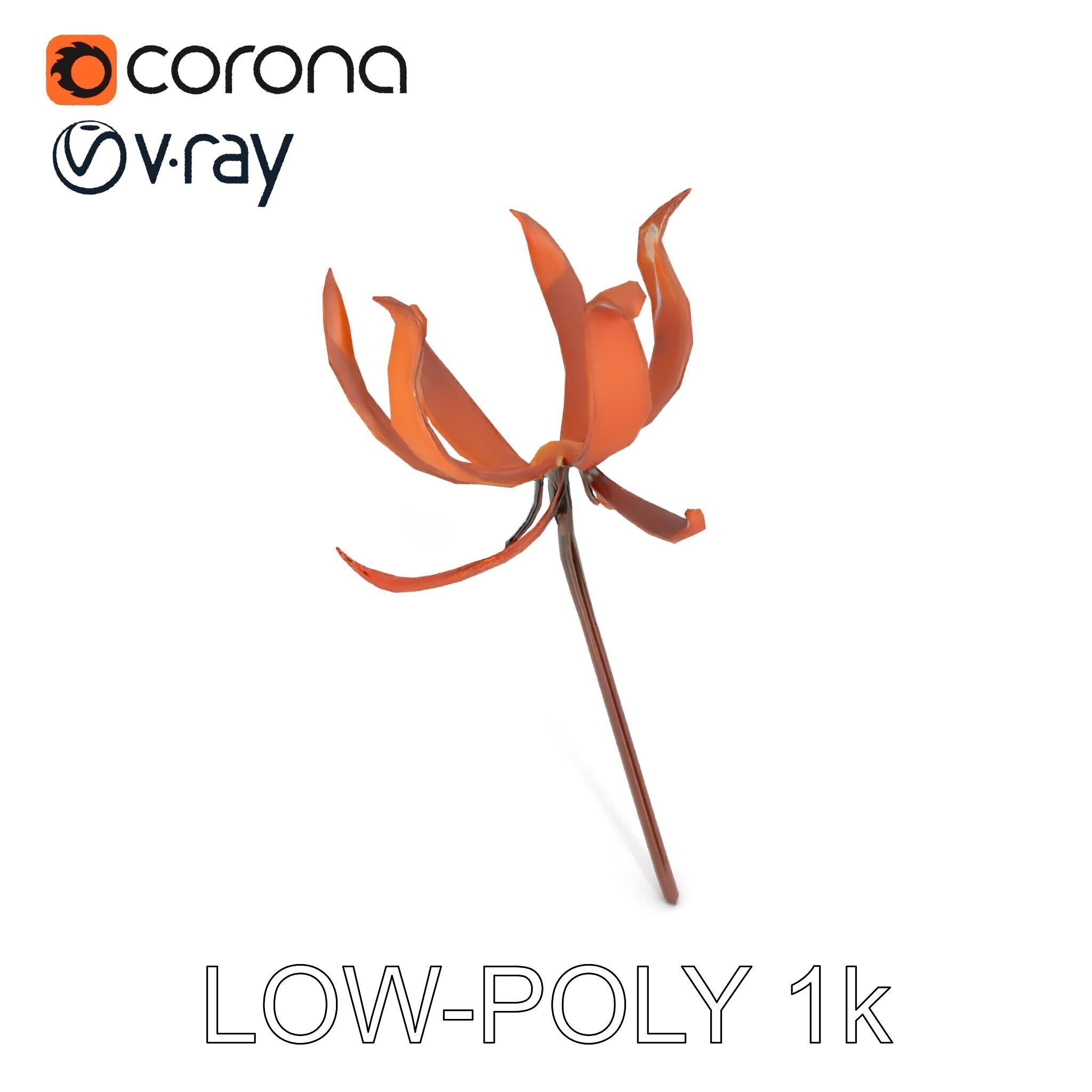 Rustic Flower Model Pack with Decorative Design Low-poly 3D model_13