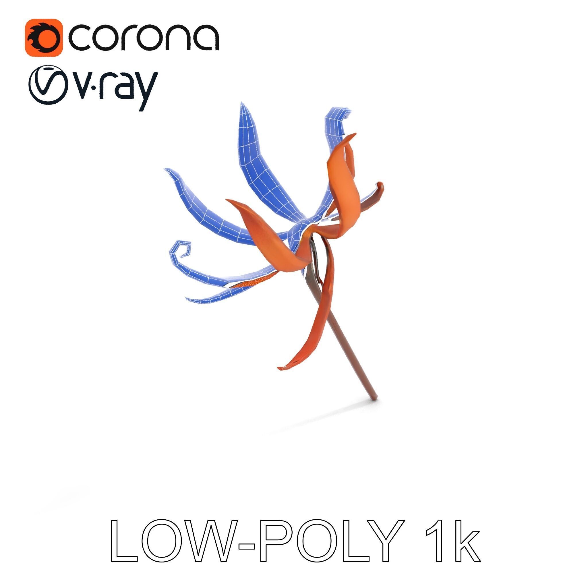 Rustic Flower Model Pack with Decorative Design Low-poly 3D model_30