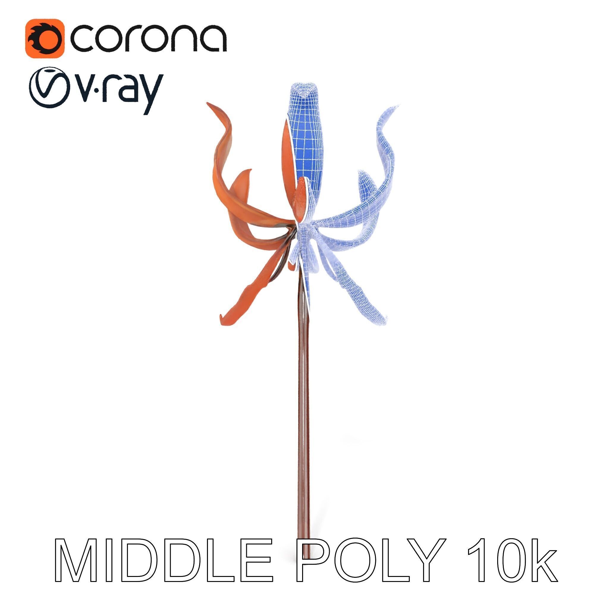 Rustic Flower Model Pack with Decorative Design Low-poly 3D model_32