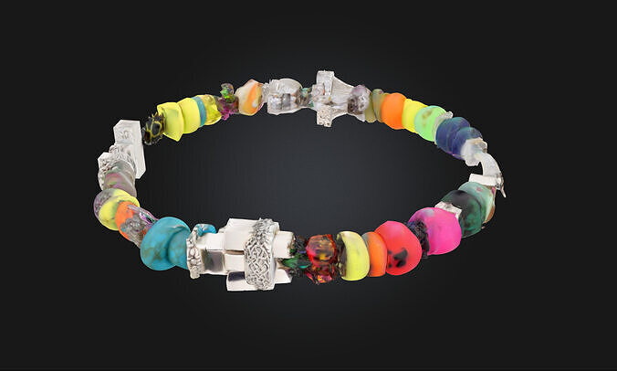 Beaded Spectrum Bracelet  A Vivid Touch of Artisanal Color 3D model