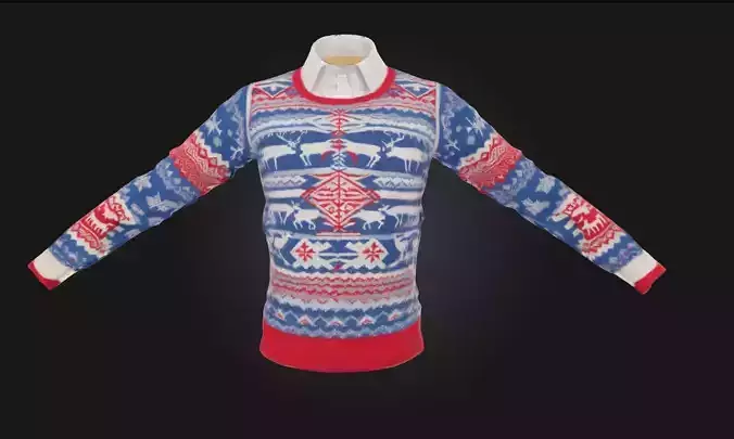 Reindeer Sweater Design Cozy Festivity in Every Stitch 3D model
