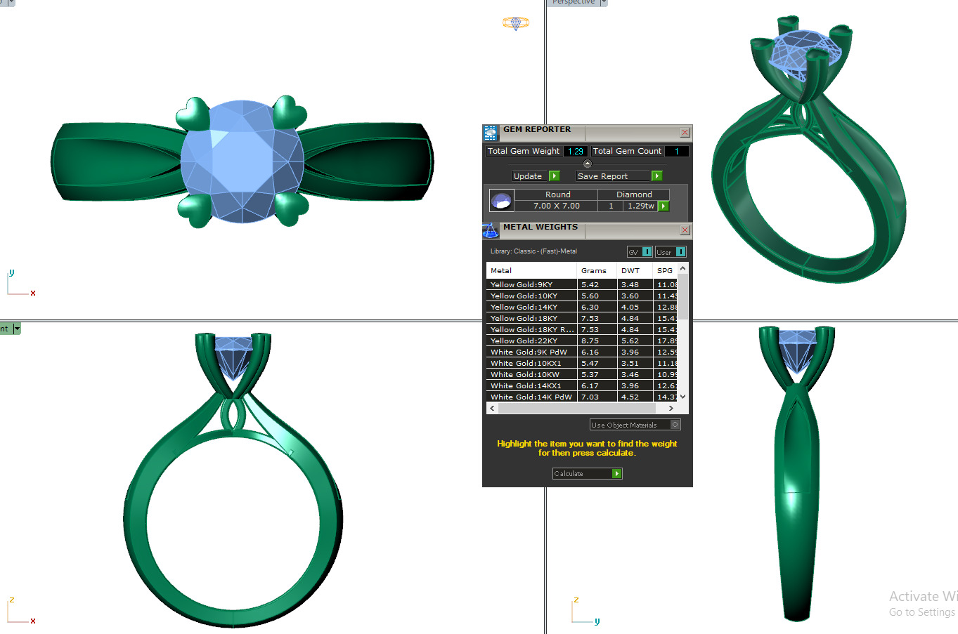 ROUND DIAMOND RING -CAD-048 3D model_14