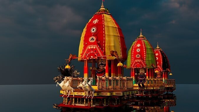 Jagannath Puri Rath Yatra Jagannath Balabhadra Subhadra  Rath  3D model