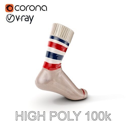 Striped Sock Model Pack for Versatile Applications Low-poly 3D model