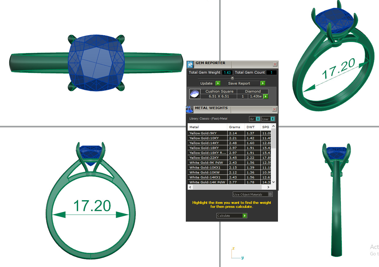 ASSCHER  DIAMOND RING -CAD-051 3D model_13