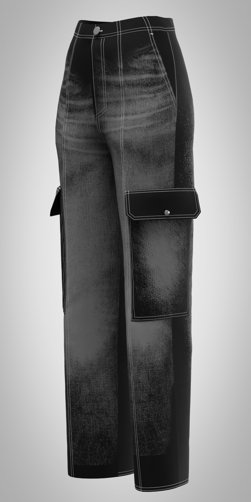 womens cargo pant and cut out tshirt rigged model Low-poly 3D model_3