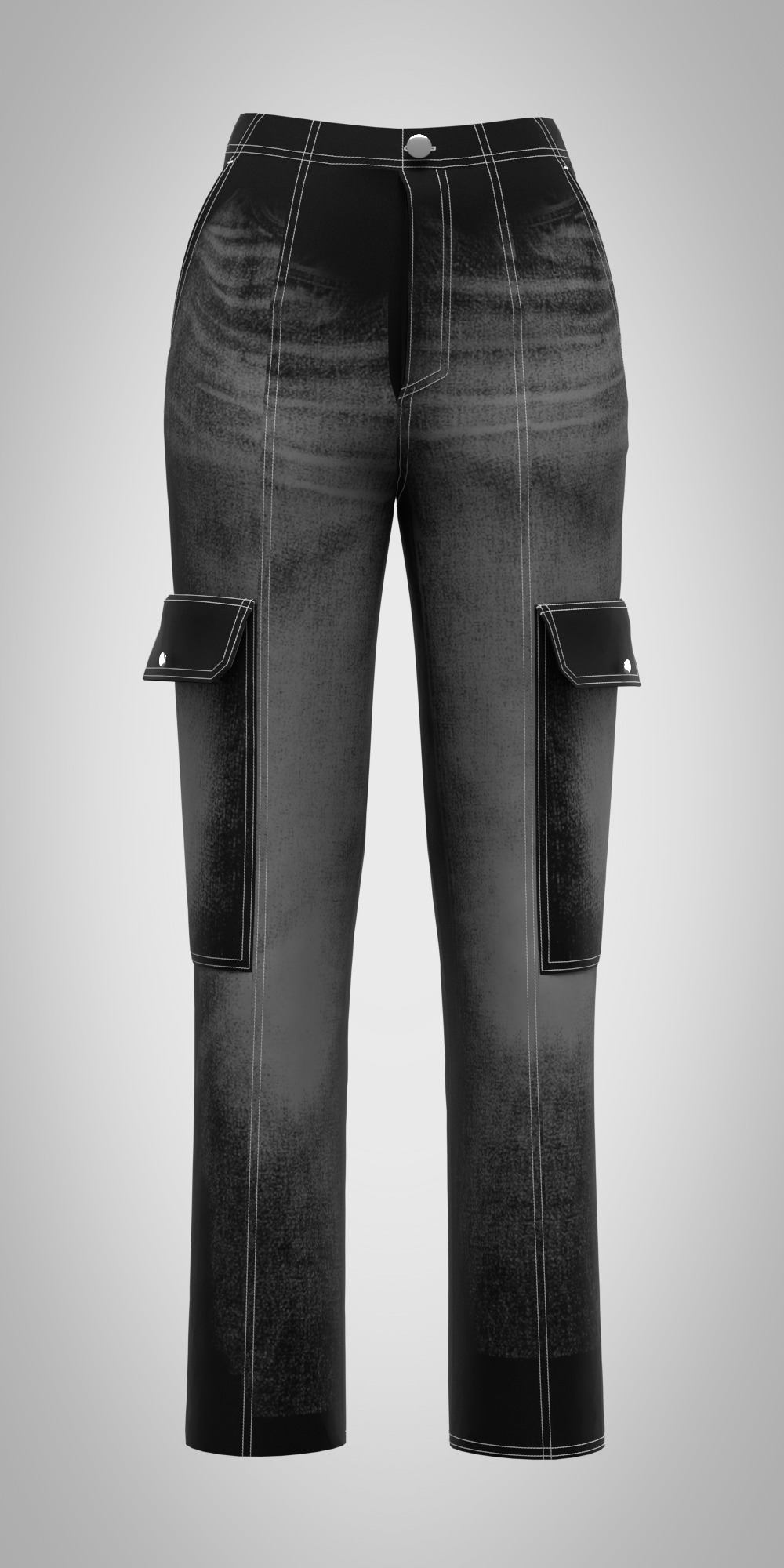 womens cargo pant and cut out tshirt rigged model Low-poly 3D model_4