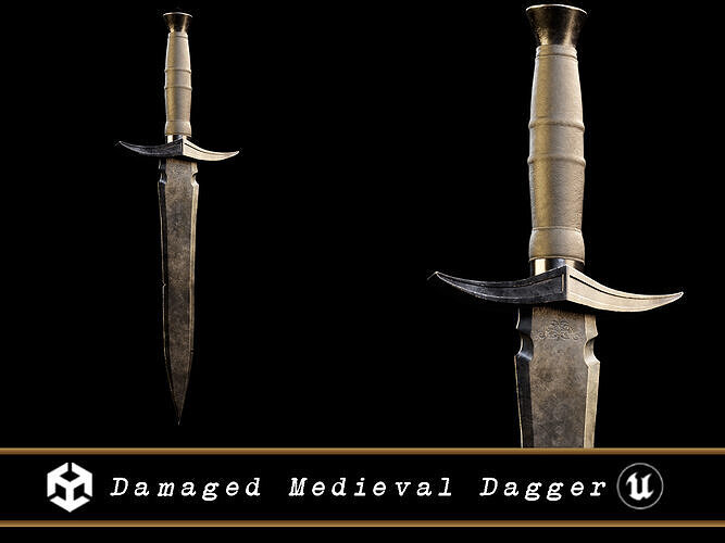 Damaged Medieval Dagger Low-poly 3D model