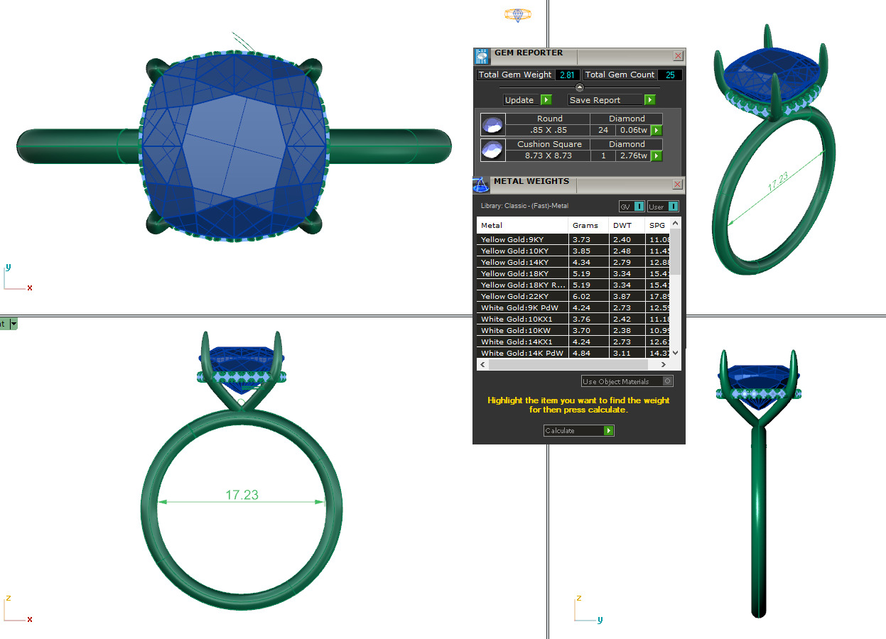 ASSCHER DIAMOND RING -CAD-057   3D model_12