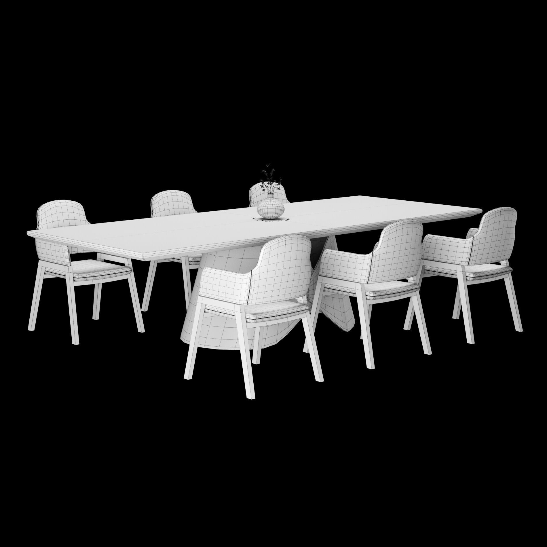 Modern dining table whith chair2 3D model_4