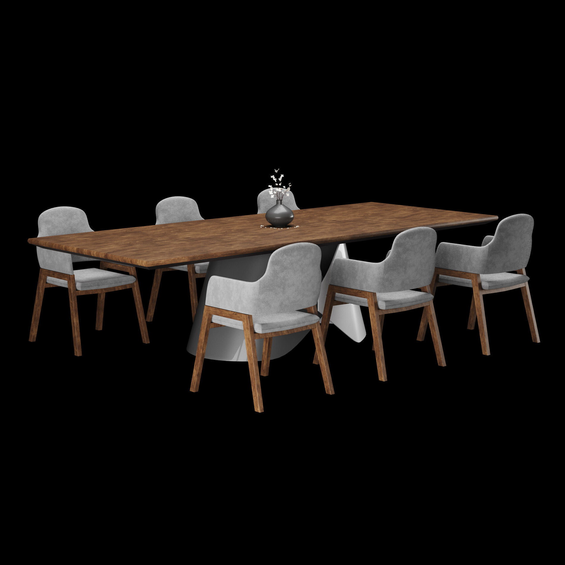 Modern dining table whith chair2 3D model_3