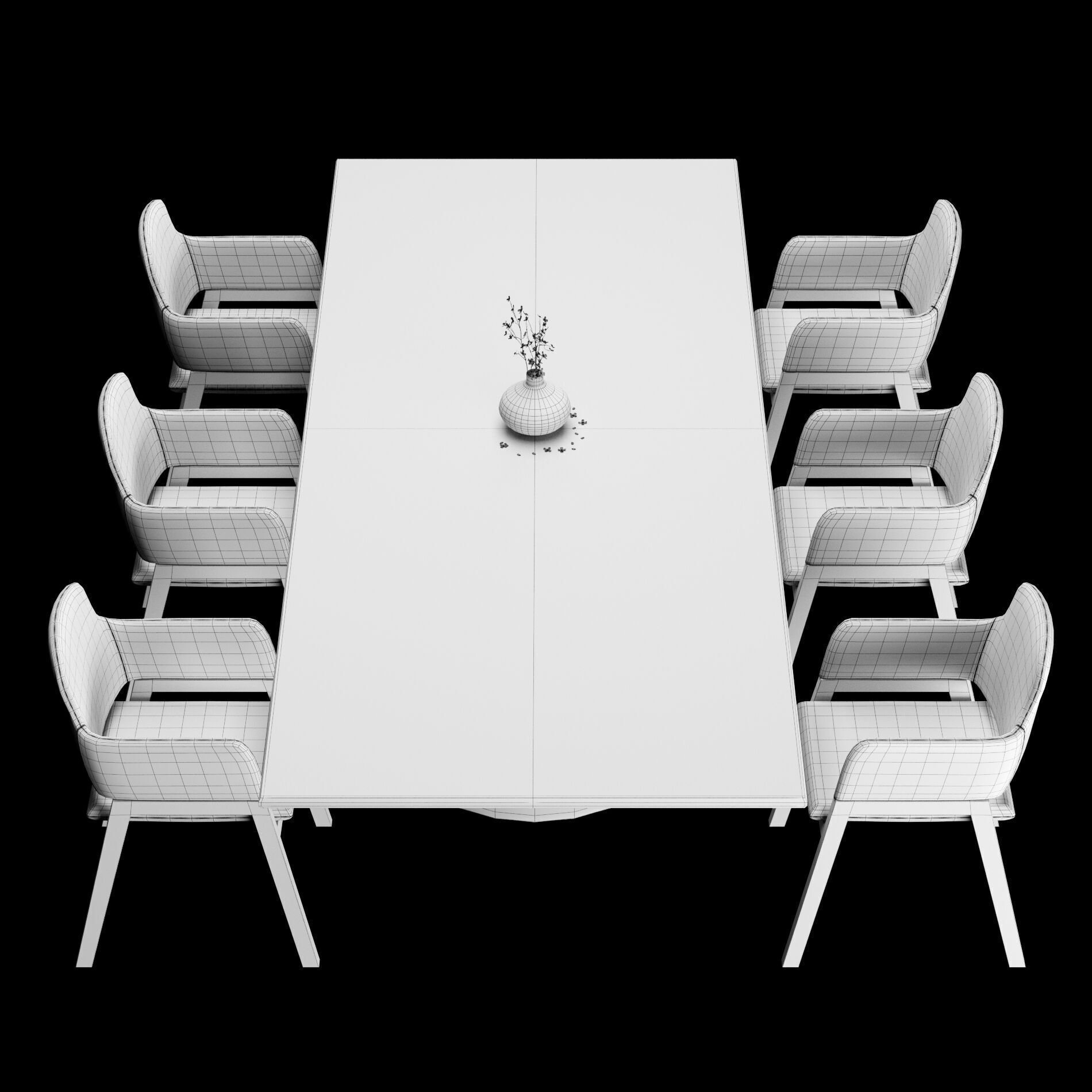 Modern dining table whith chair2 3D model_8