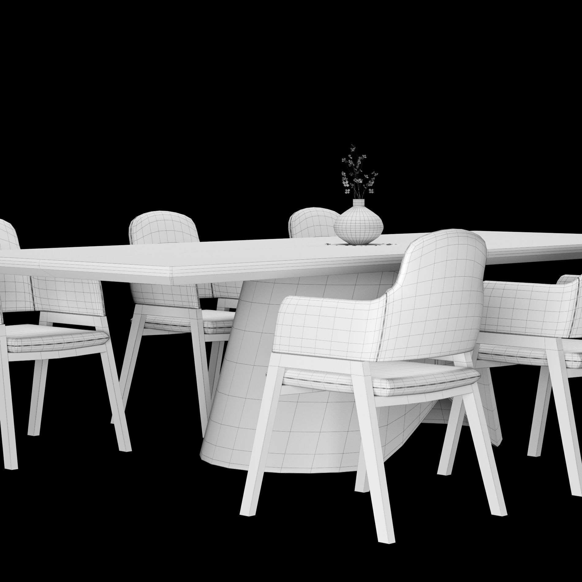 Modern dining table whith chair2 3D model_6