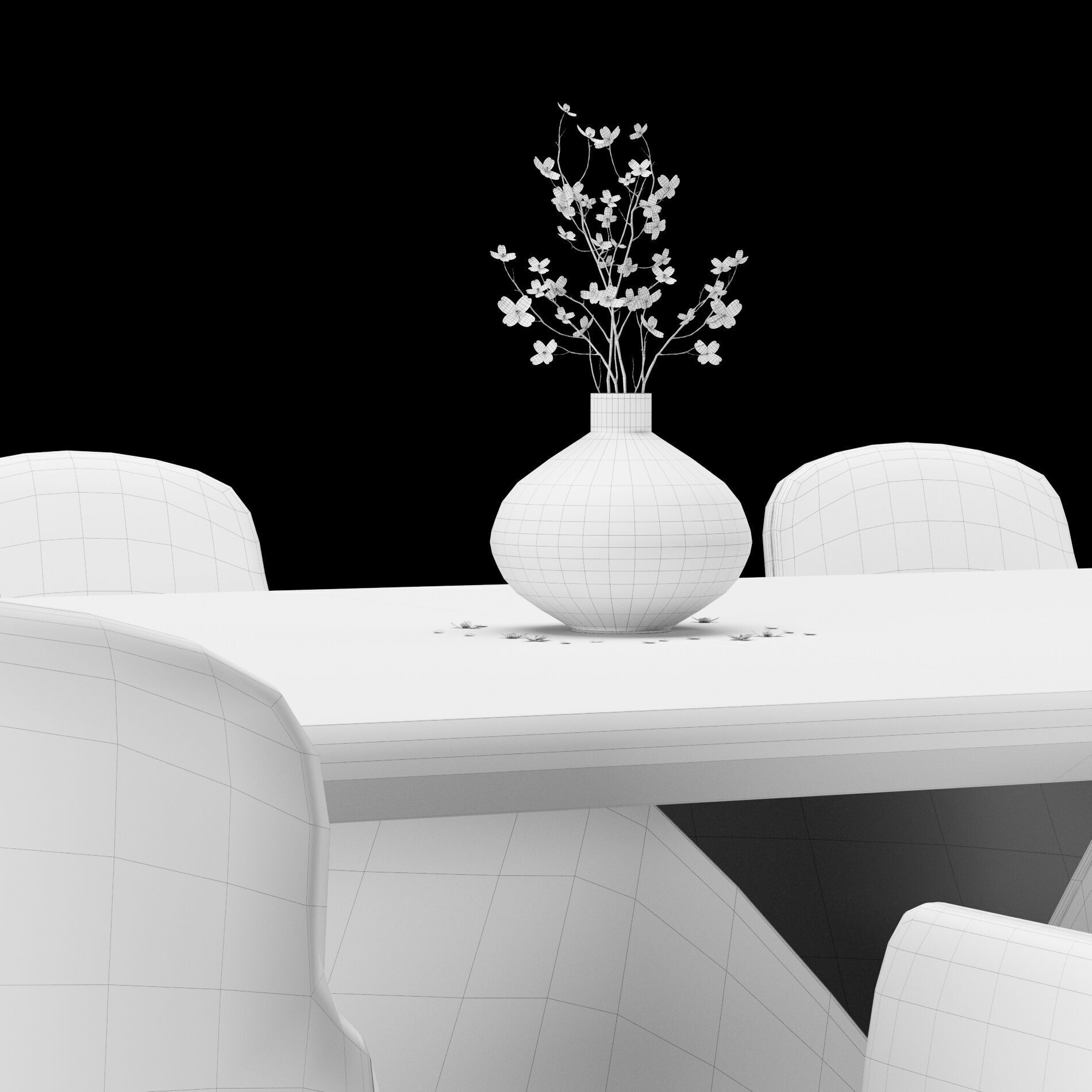 Modern dining table whith chair2 3D model_10