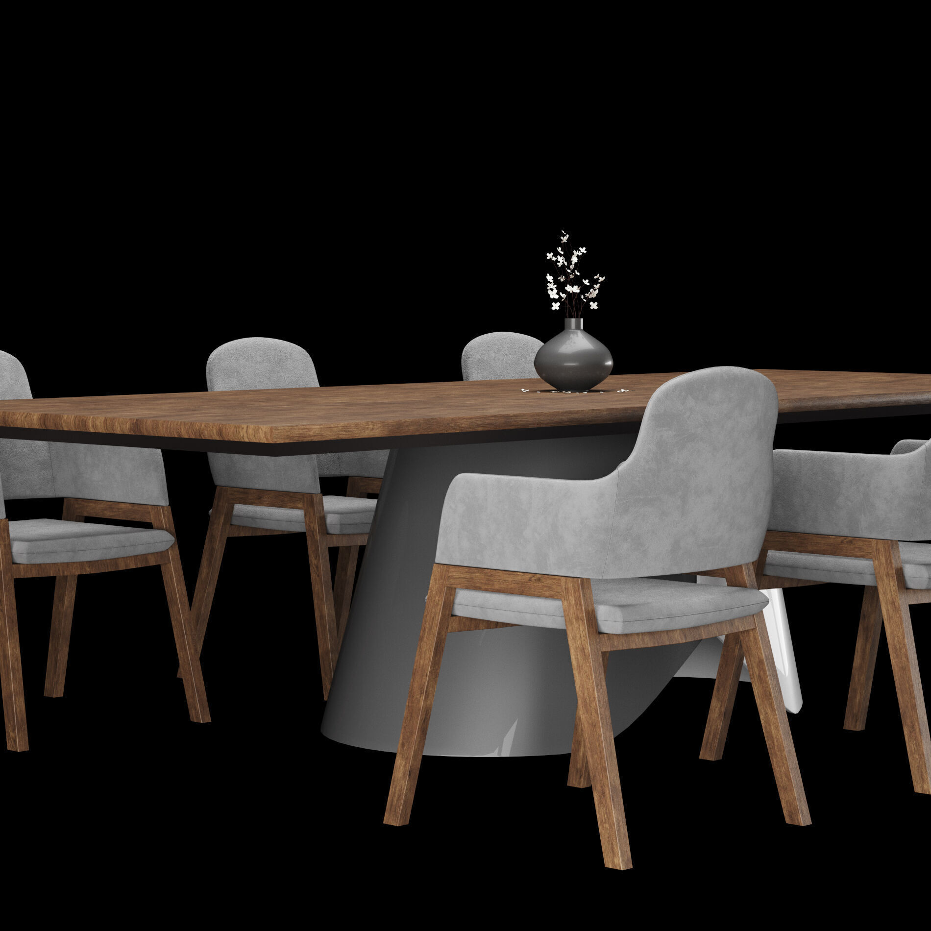 Modern dining table whith chair2 3D model_5
