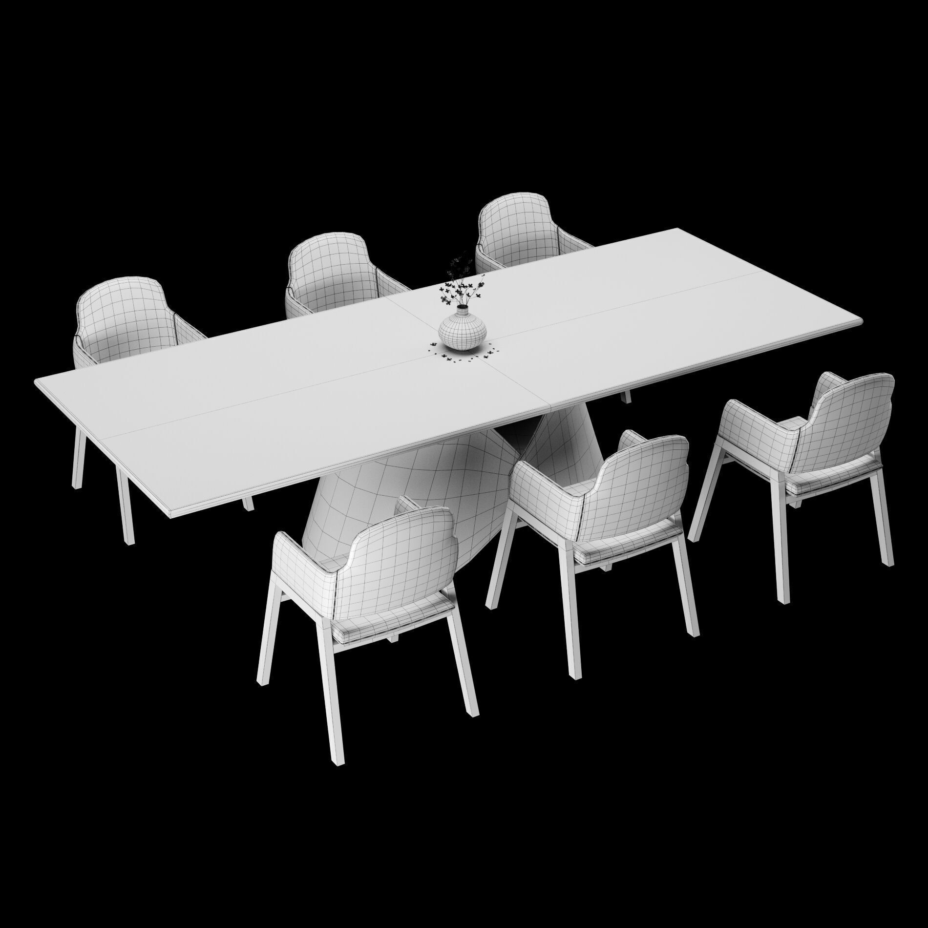 Modern dining table whith chair2 3D model_2