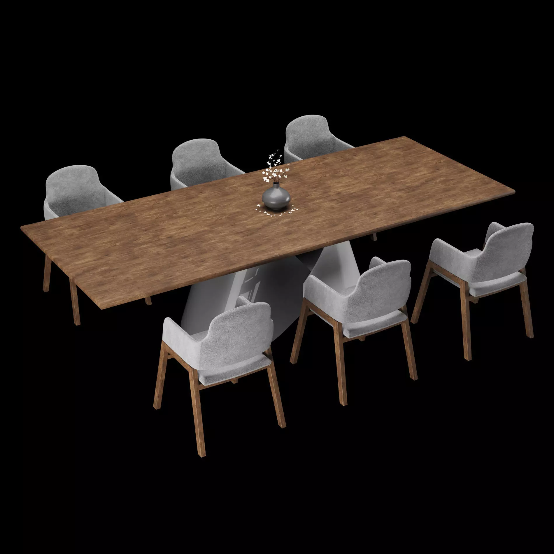 Modern dining table whith chair2 3D model_0