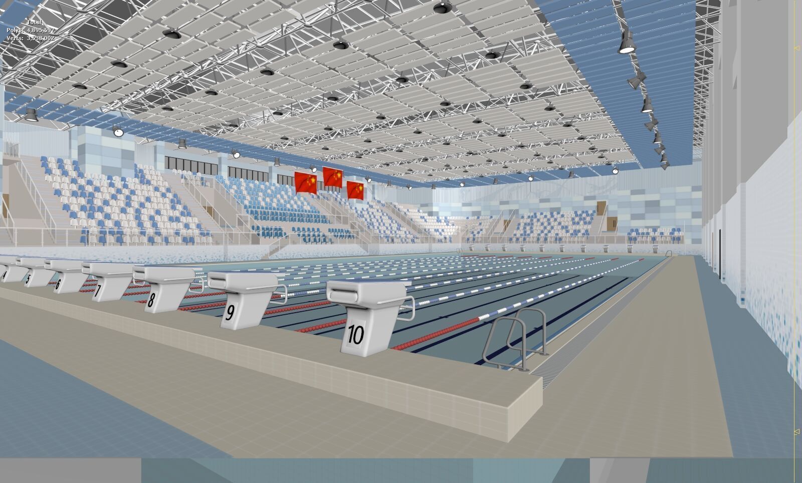 Modern Indoor Swimming Pool 3D Scene 3D model_2