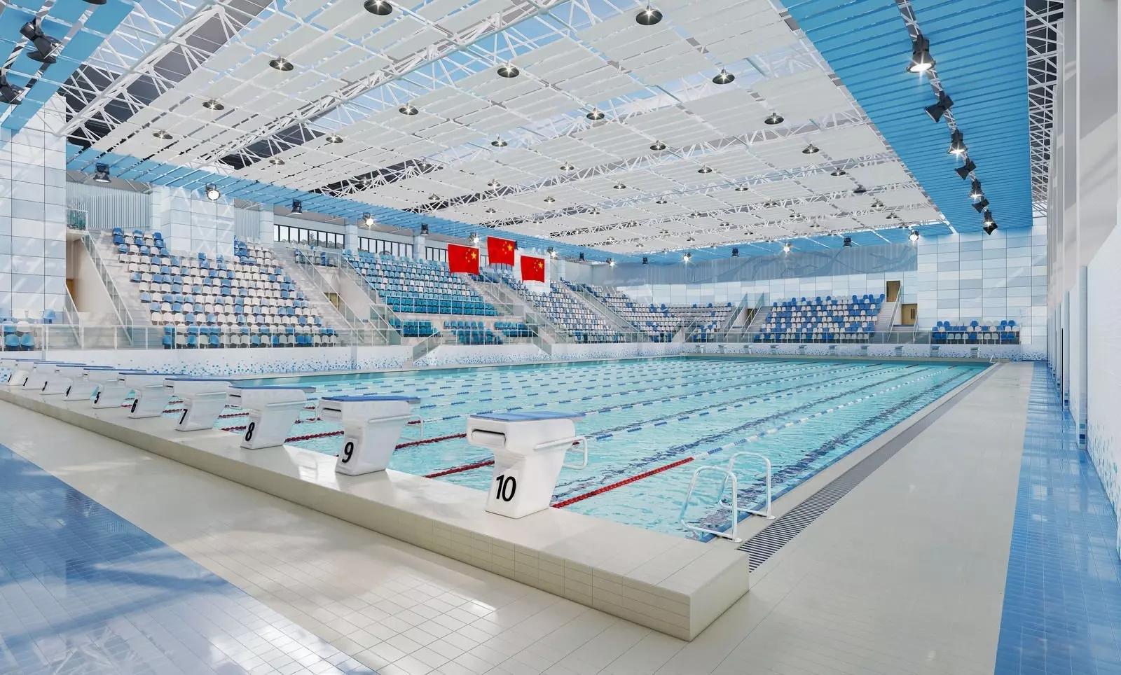 Modern Indoor Swimming Pool 3D Scene 3D model_0