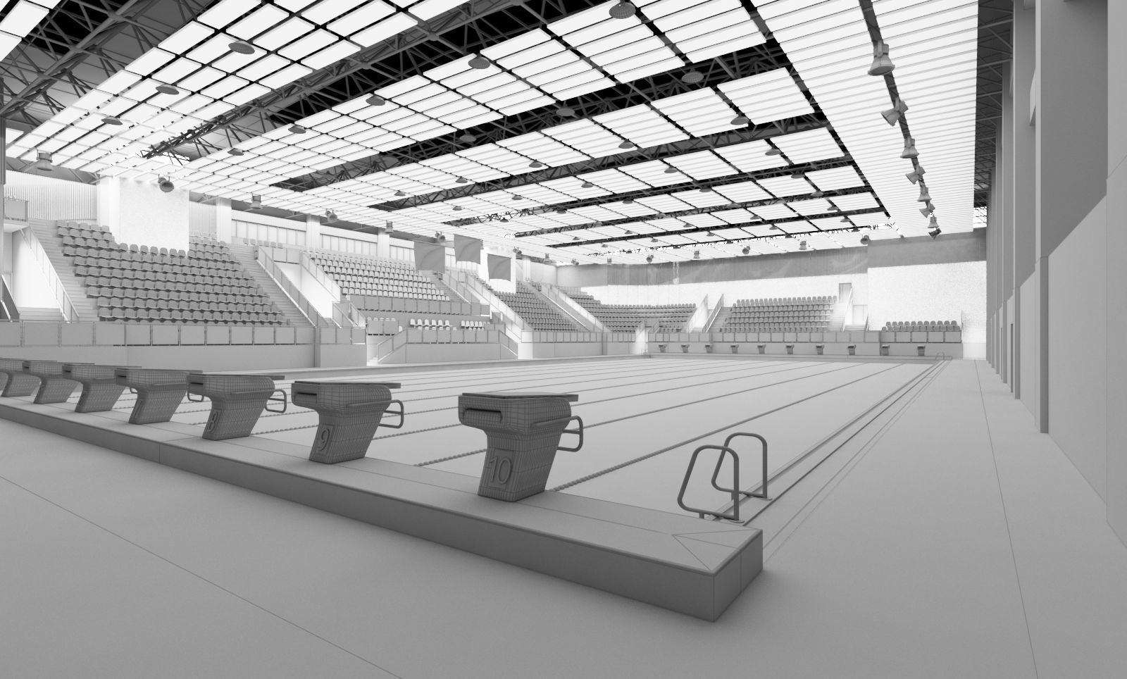 Modern Indoor Swimming Pool 3D Scene 3D model_1