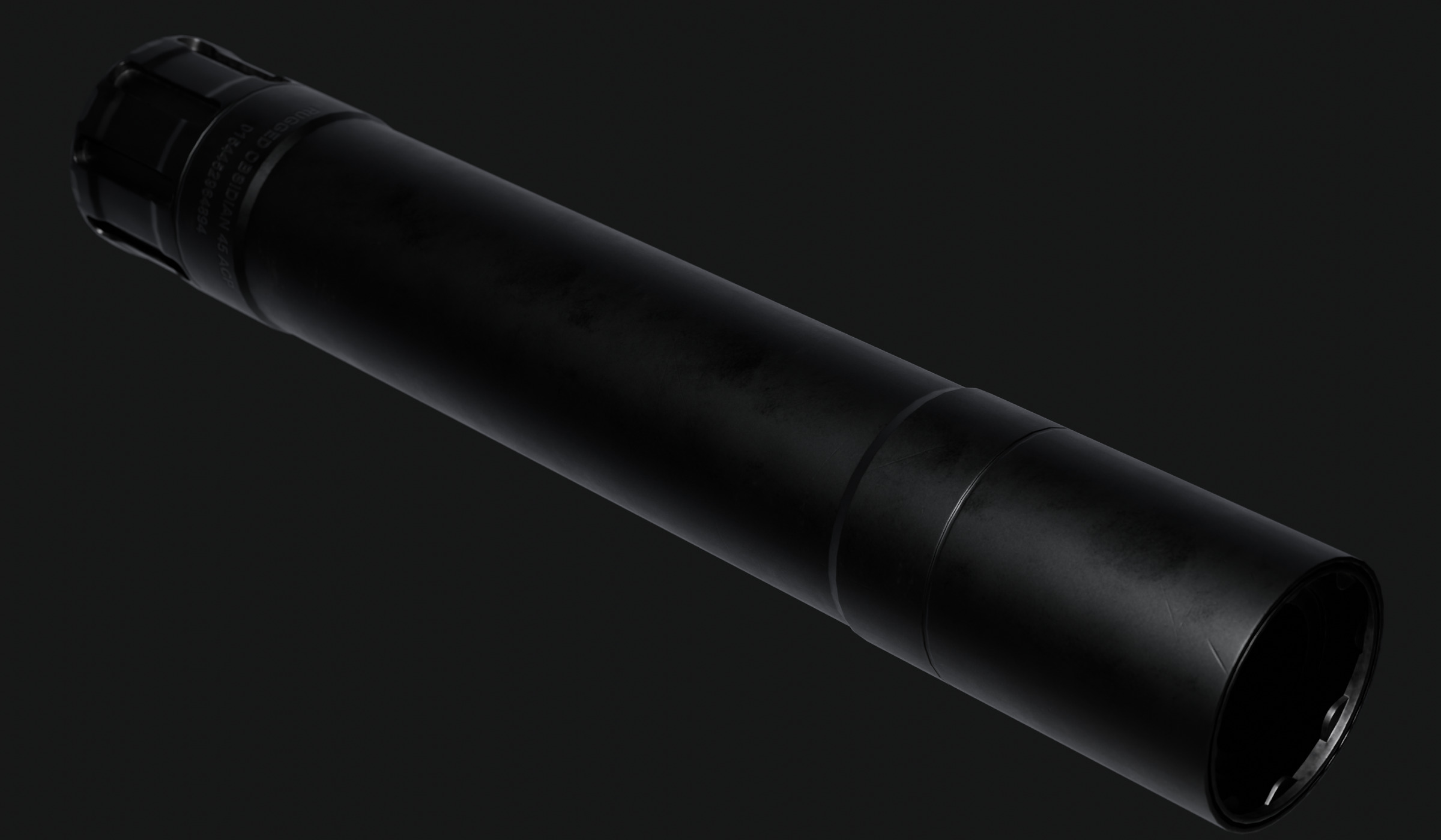Rugged Obsidian 45 Pistol Suppressor - Game Ready Low-poly 3D model_1